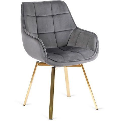 Стул бархатный поворотный MEBEL ELITE MIA Velvet Серый фотография