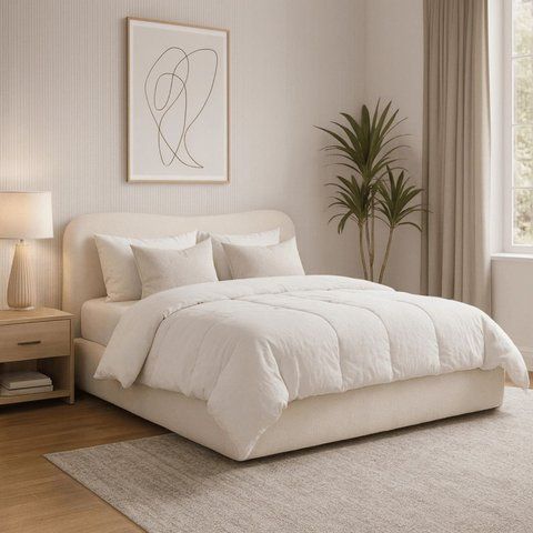 Ліжко двоспальне MEBEL ELITE BRISTOL 180x200 см Кремовий фотографія