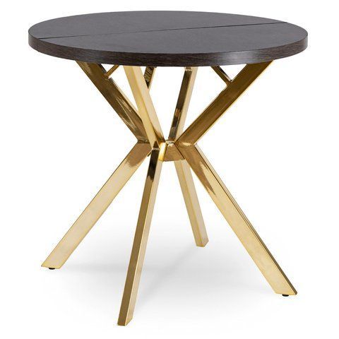 Стол раскладной круглый MEBEL ELITE DORIAN 80(160)х80 см Черный/золотой фотография