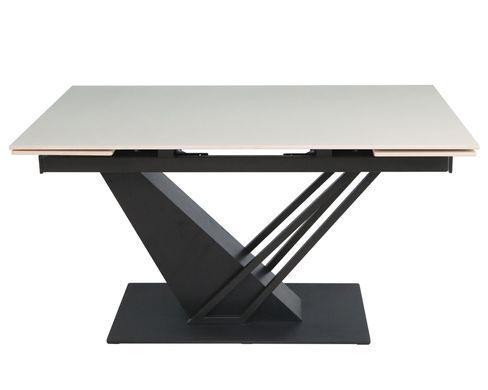 Стіл розкладний FERNANDO CERAMIC Intarsio 140(200)*90 бежевий/чорний фотографія