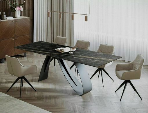 Стіл Обідній DIUNA CERAMIC Signal NOIR DESIRE 160(240)X90 Чорний Мат/ Чорний мат фотографія