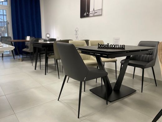 Стіл розкладний ELVI BLACK MARBLE Concepto 120(180)x80 Кераміка Матовий Чорний фотографія