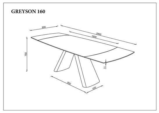 Стіл розкладний GREYSON CERAMIC Intarsio 160(240)*90 сірий мат/чорний фотографія