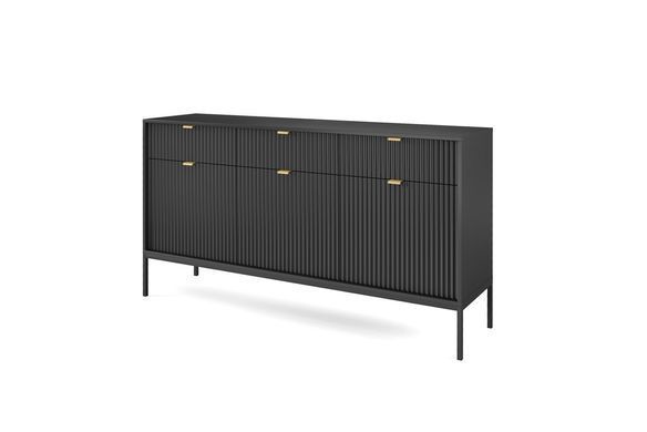 Комод Perfect Home Новая/Nova 3-дверный с 3 ящиками и черными ножками KSZ154 Черный фотография