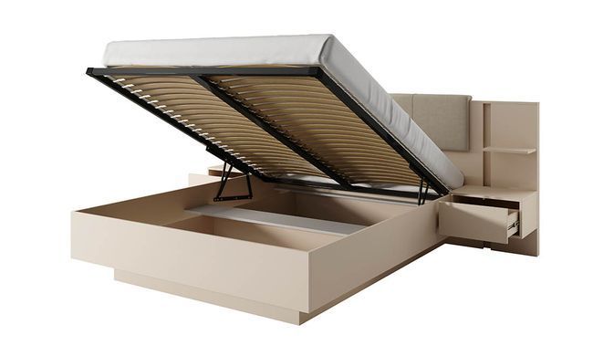 Ліжко з 2 тумбами ФРЕЯ Prestol 160x200 Бежевий Мат фотографія