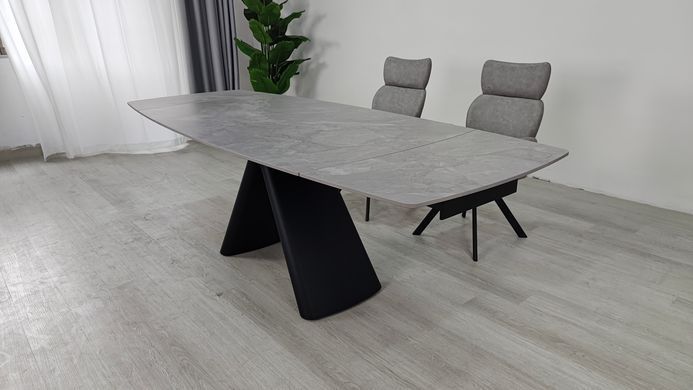 Стіл розкладний GREYSON CERAMIC Intarsio 160(240)*90 сірий мат/чорний фотографія