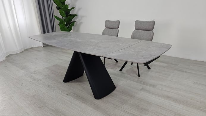 Стіл розкладний GREYSON CERAMIC Intarsio 160(240)*90 сірий мат/чорний фотографія