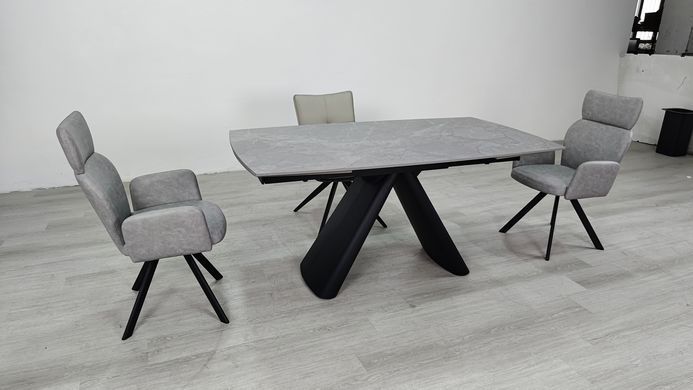 Стіл розкладний GREYSON CERAMIC Intarsio 160(240)*90 сірий мат/чорний фотографія