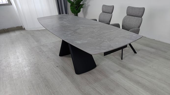 Стіл розкладний GREYSON CERAMIC Intarsio 160(240)*90 сірий мат/чорний фотографія