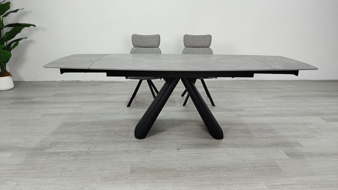 Стіл розкладний GREYSON CERAMIC Intarsio 160(240)*90 сірий мат/чорний фотографія