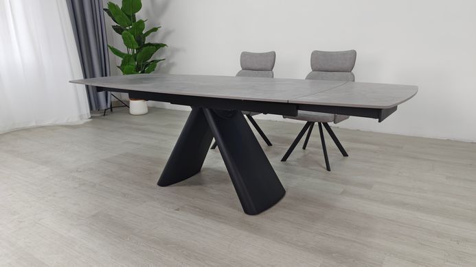 Стіл розкладний GREYSON CERAMIC Intarsio 160(240)*90 сірий мат/чорний фотографія