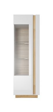 Витрина высокая Perfect Home Арко / Arco 1-дверная 1D1W/60 Белый глянец/дуб грандсон фотография