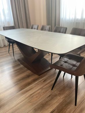 Стіл розкладний DOLCE Ceramic Signal 180(240)x95 Сірий Мармур / Горіх фотографія