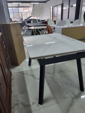 Стіл Розкладний JOHN 150(210)x90 Signal Білий Мармур / Чорний Мат фотографія