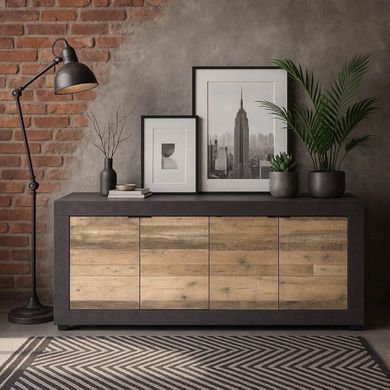 Комод MEBEL ELITE BLAGO 2 180 сірий/необроблений дуб фотографія