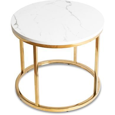 Журнальный столик CLIFF MEBEL ELITE 53x53 Белый мрамор фотография