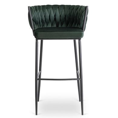 Барний стілець оксамитовий MEBEL ELITE FLORES Velvet чорний / зелений фотографія