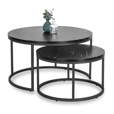 Набор журнальных столиков (2 шт) MEBEL ELITE MAURO MAX , Черный мрамор фотография