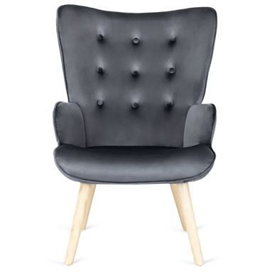 Кресло мягкое бархатное с подставкой для ног MEBEL ELITE LOZANO Velvet Серый фотография