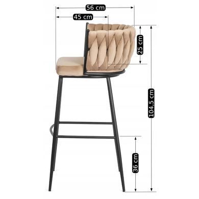 Барный стул бархатный MEBEL ELITE FLORES Velvet бежевый / черный фотография
