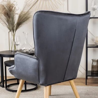 Кресло мягкое бархатное с подставкой для ног MEBEL ELITE LOZANO Velvet Серый фотография
