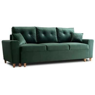 Диван 3-х местный бархатный MEBEL ELITE EMIL Velvet 230 см Зеленый фотография