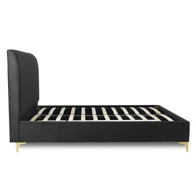 Кровать двуспальная бархатная MEBEL ELITE MARCELO Velvet 160x200 см Черный фотография