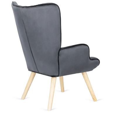 Кресло мягкое бархатное с подставкой для ног MEBEL ELITE LOZANO Velvet Серый фотография