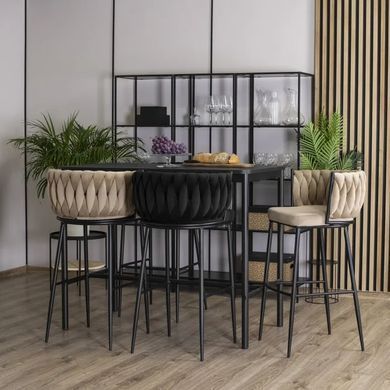 Барный стул бархатный MEBEL ELITE FLORES Velvet бежевый / черный фотография