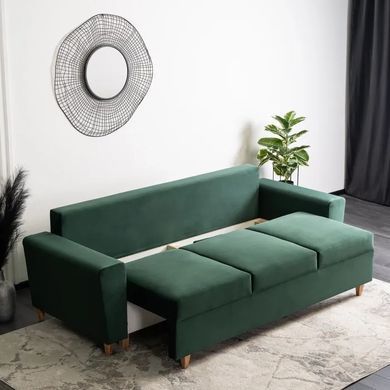 Диван 3-х местный бархатный MEBEL ELITE EMIL Velvet 230 см Зеленый фотография