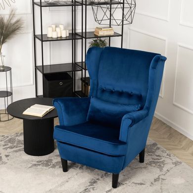 Кресло мягкое бархатное MEBEL ELITE KLARIS 2 Velvet Синий фотография