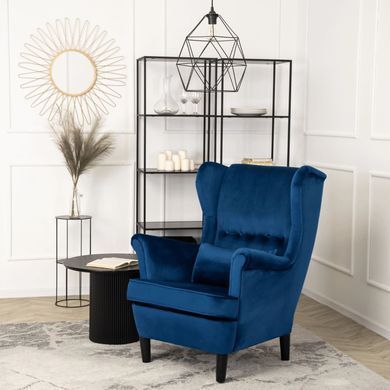 Кресло мягкое бархатное MEBEL ELITE KLARIS 2 Velvet Синий фотография