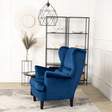 Кресло мягкое бархатное MEBEL ELITE KLARIS 2 Velvet Синий фотография