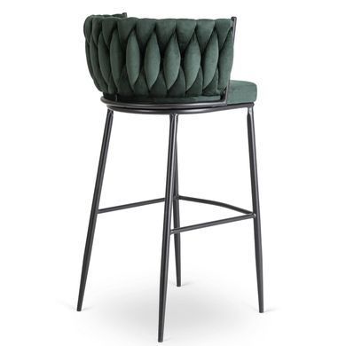 Барний стілець оксамитовий MEBEL ELITE FLORES Velvet чорний / зелений фотографія