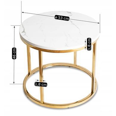 Журнальный столик CLIFF MEBEL ELITE 53x53 Белый мрамор фотография