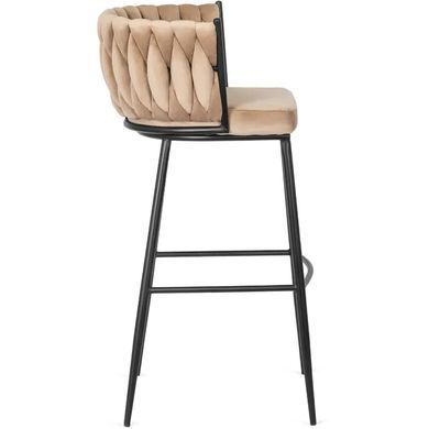 Барный стул бархатный MEBEL ELITE FLORES Velvet бежевый / черный фотография