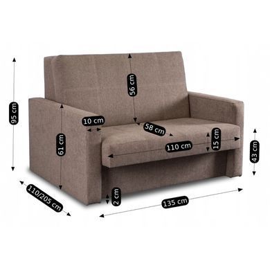 Набор из 2х раскладных кресел MEBEL ELITE MILAN 2, 135 см MEBEL ELITE Бежевый/ткань фотография