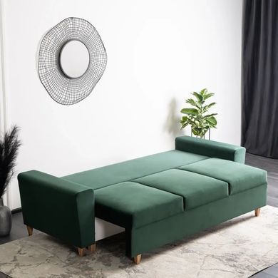 Диван 3-х местный бархатный MEBEL ELITE EMIL Velvet 230 см Зеленый фотография