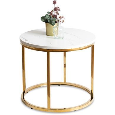 Журнальный столик CLIFF MEBEL ELITE 53x53 Белый мрамор фотография