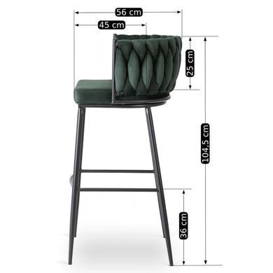 Барний стілець оксамитовий MEBEL ELITE FLORES Velvet чорний / зелений фотографія