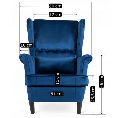 Кресло мягкое бархатное MEBEL ELITE KLARIS 2 Velvet Синий фотография