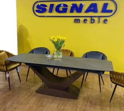 Стіл розкладний DOLCE Ceramic Signal 180(240)x95 Сірий Мармур / Горіх фотографія