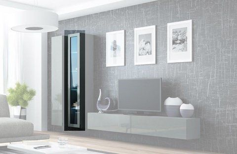 Витрина навесная VIGO Cama 180 Стекло Серый Мат / Серый Глянец фотография