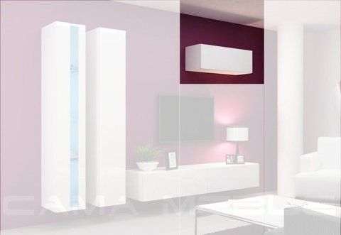 Витрина навесная VIGO Cama 90 Белый Мат / Белый Глянец фотография