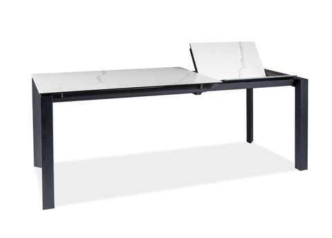 Стіл Розкладний METROPOL CERAMIC 120(180)x80 Signal Білий Мармур / Чорний Мат фотографія