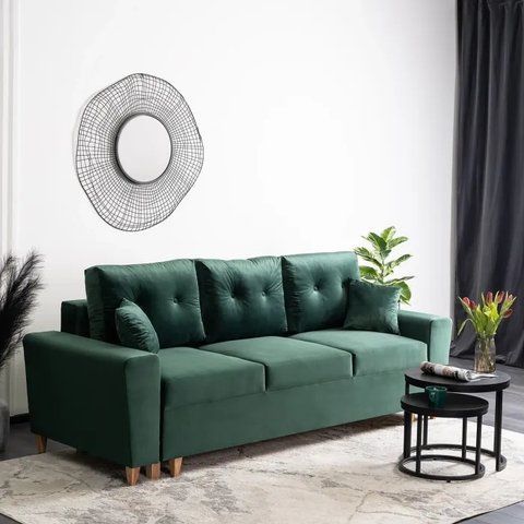 Диван 3-х місний оксамитовий MEBEL ELITE EMIL Velvet 230 см Зелений фотографія
