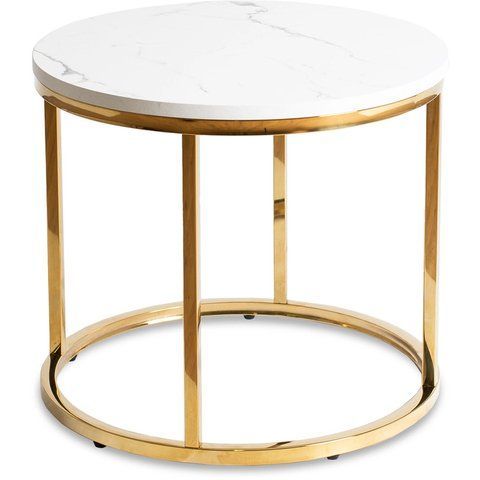 Журнальный столик CLIFF MEBEL ELITE 53x53 Белый мрамор фотография