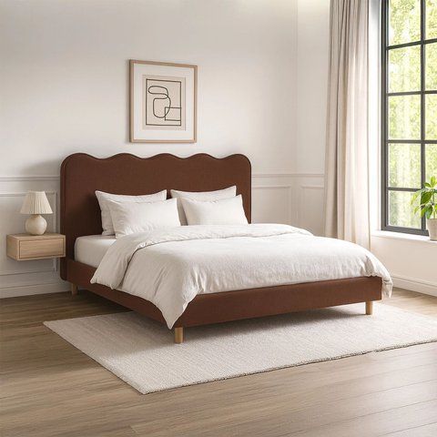 Кровать двуспальная MEBEL ELITE IZMIR 160x200 см Рыжий фотография