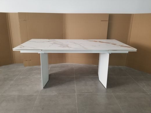 Стіл розкладний REAL GOLDEN CARRARA Concepto 180(260)x90 Кераміка Білий фотографія