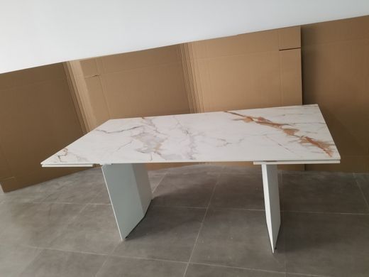 Стіл розкладний REAL GOLDEN CARRARA Concepto 180(260)x90 Кераміка Білий фотографія